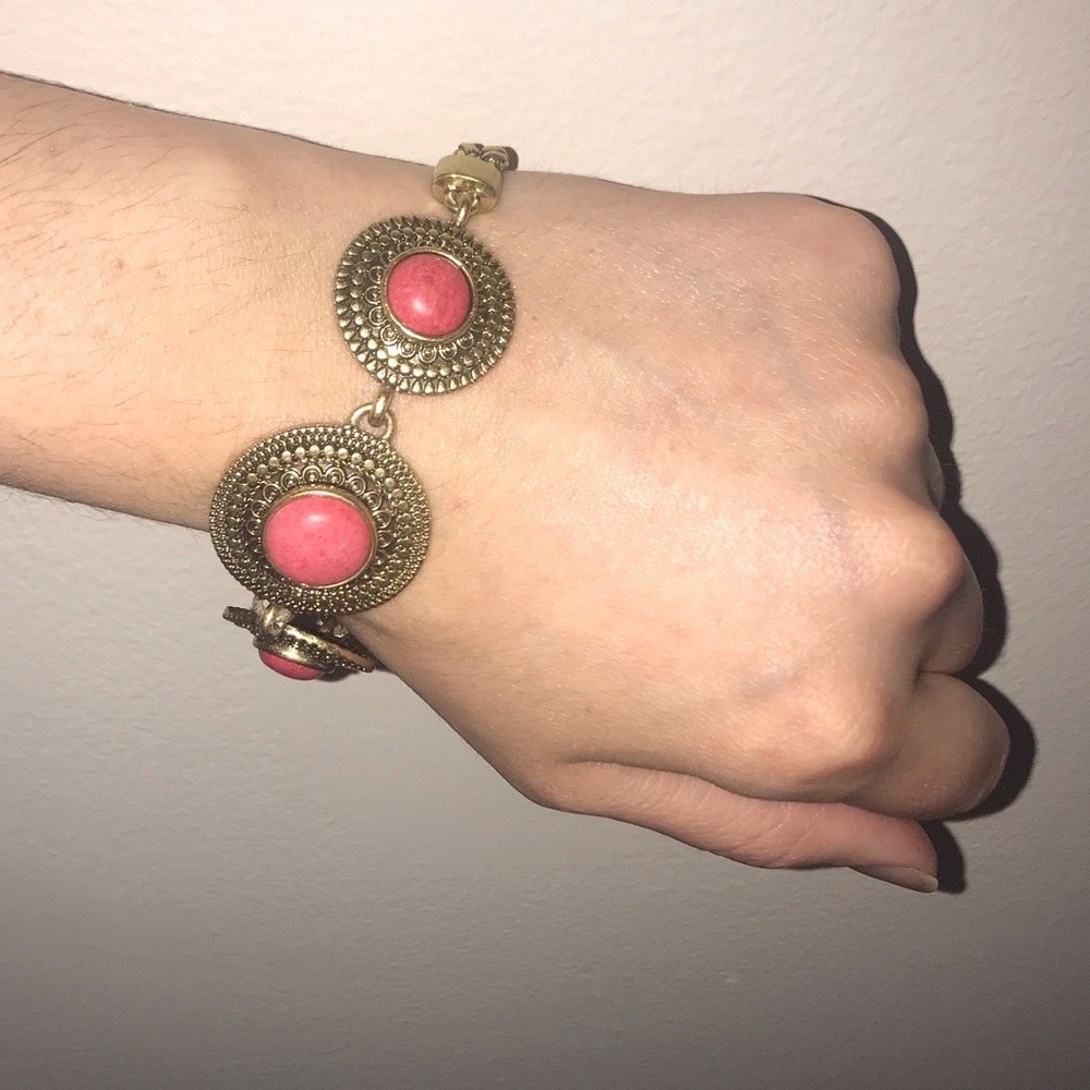 Lucky Brand gold bracelet coral stones - Picture 3 of 7